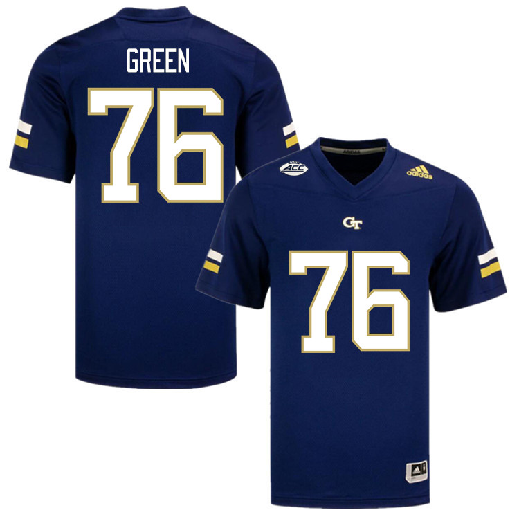 Men-Youth #76 Wing Green Georgia Tech Yellow Jackets 2023 College Football Jerseys Stitched-Navy